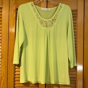Lime green 3/4 sleeve blouse S
